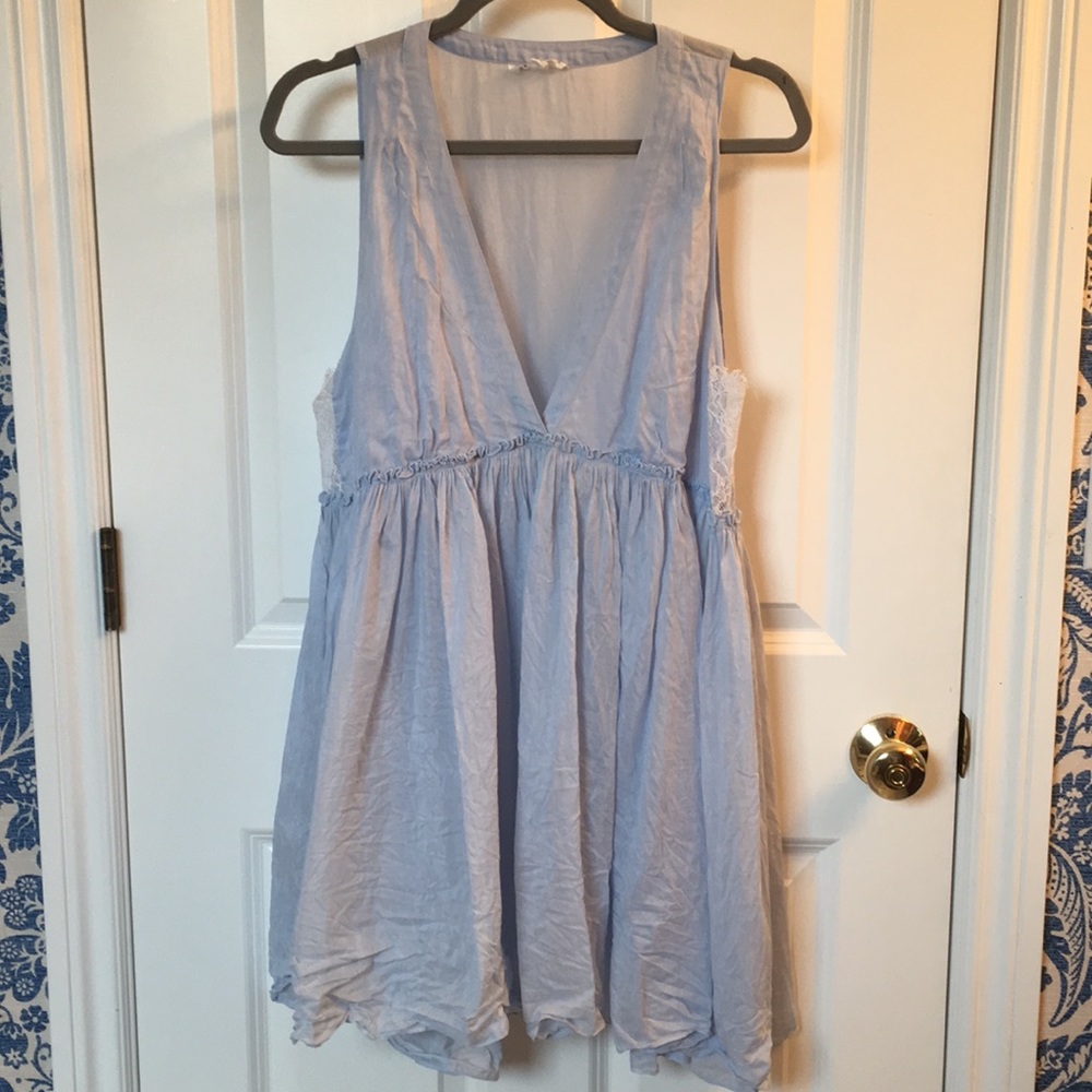Anthropologie light blue flowy dress